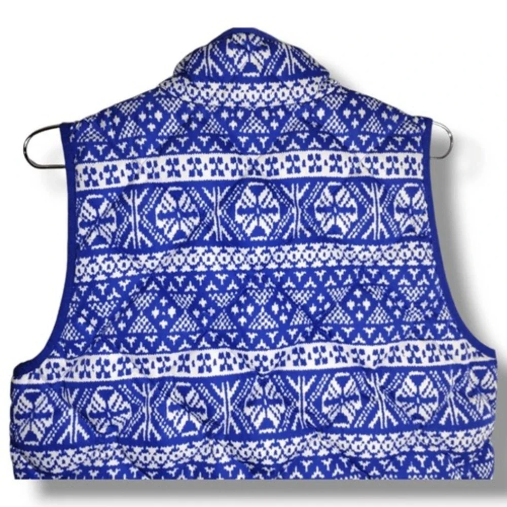 J Crew Womens Vest Sz Medium Fair Isle Button Front Insulated Ski Winter Outdoor
